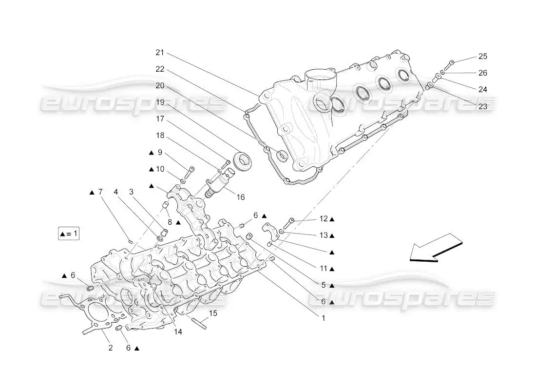 maserati qtp. (2011) 4.7 auto lh cylinder head parts diagram