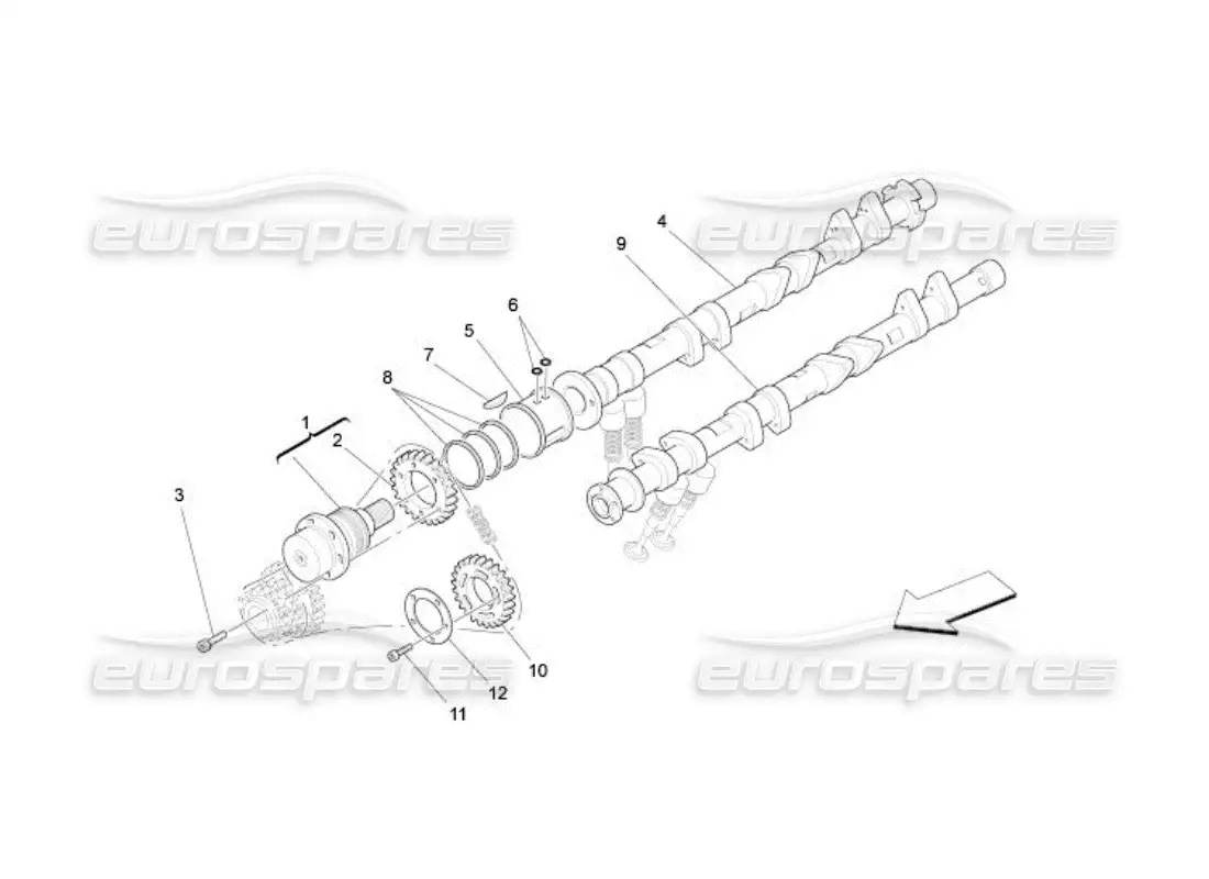 maserati qtp. (2005) 4.2 lh cylinder head camshafts parts diagram