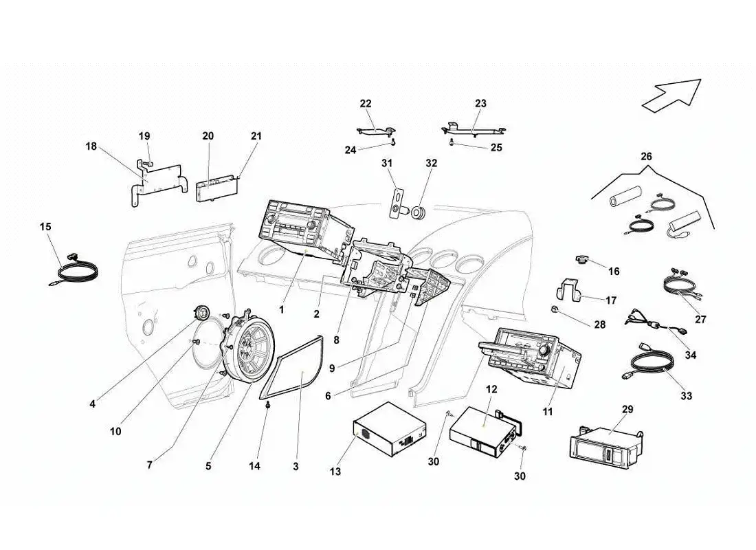 lamborghini gallardo lp560-4s update hi-fi system parts diagram