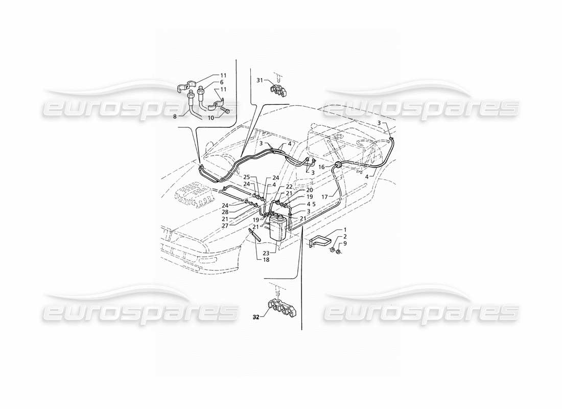 a part diagram from the maserati quattroporte (1996-2001) parts catalogue