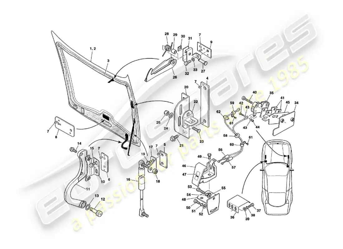 a part diagram from the aston martin v8 coupe parts catalogue
