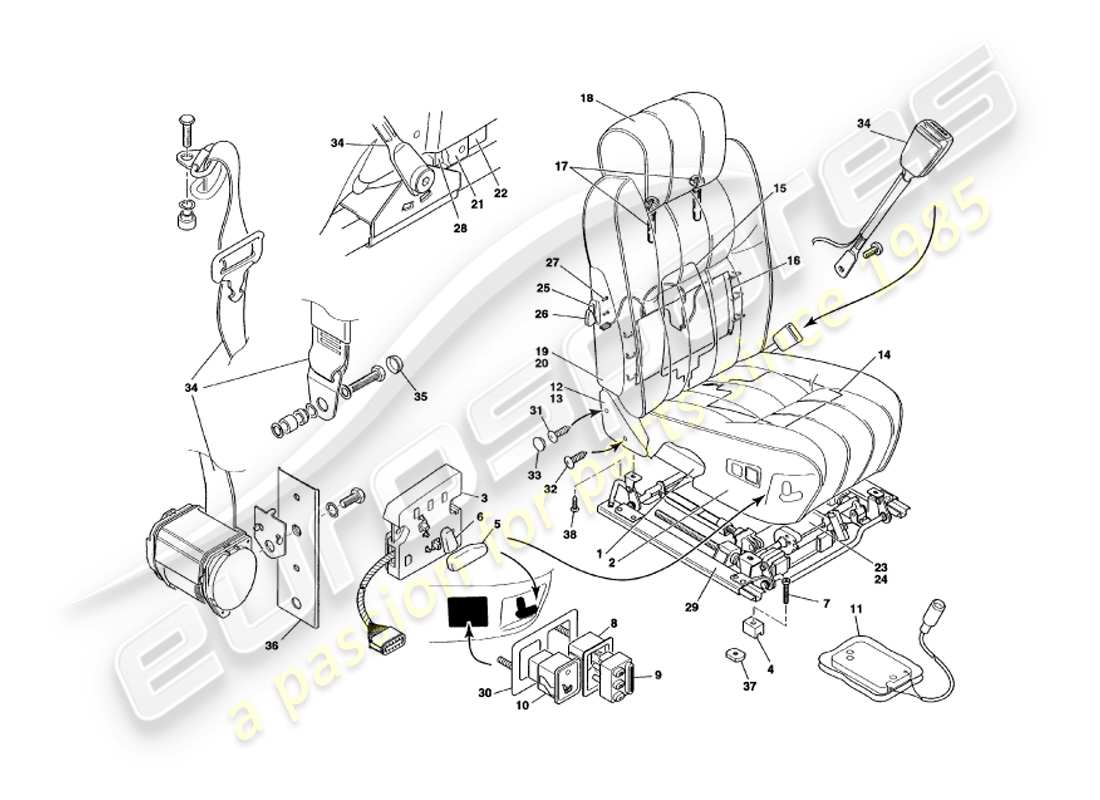 a part diagram from the aston martin v8 volante parts catalogue