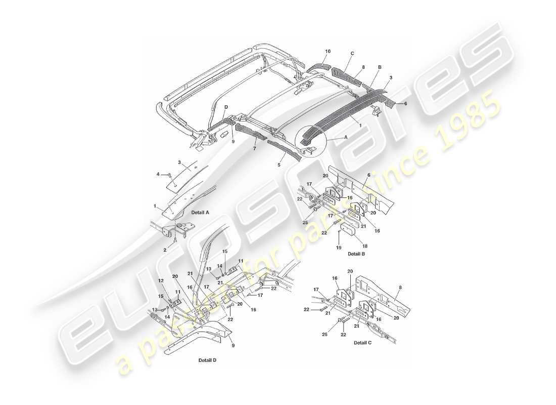 a part diagram from the aston martin v8 virage (1999) parts catalogue