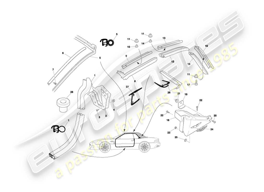 a part diagram from the aston martin db7 parts catalogue