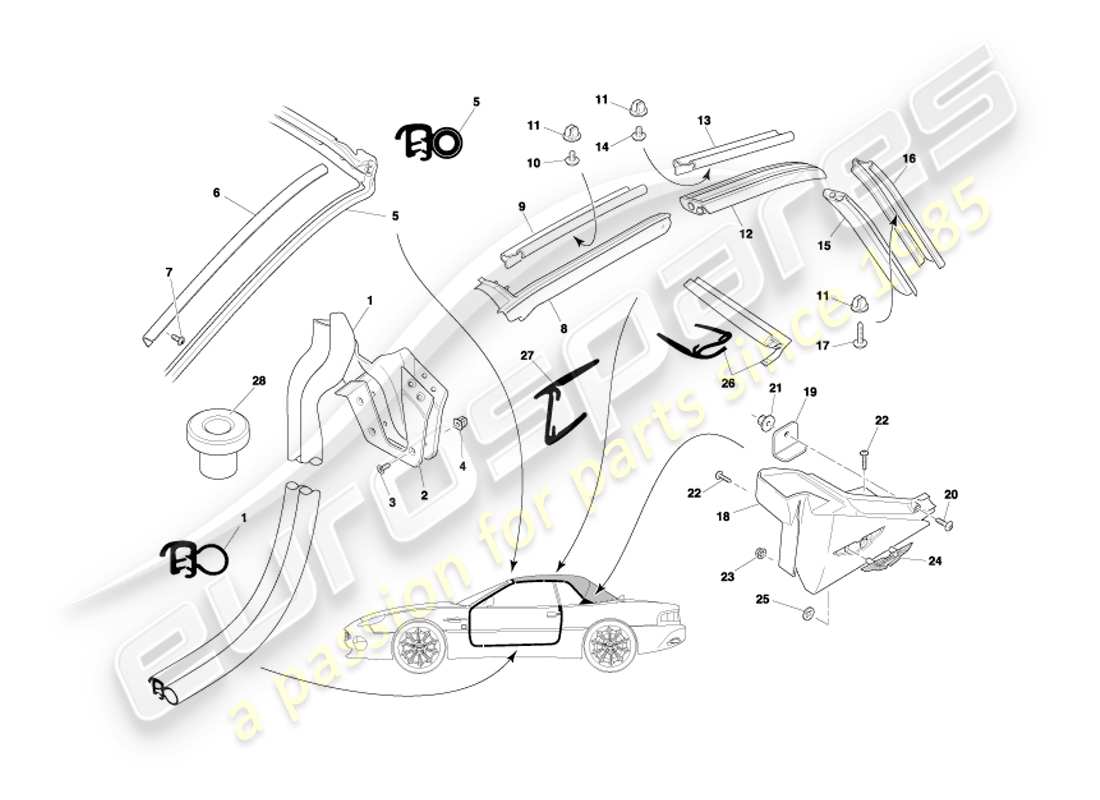 a part diagram from the aston martin db7 parts catalogue
