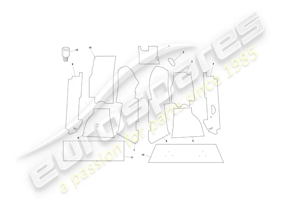 aston martin vanquish (2006) carpets parts diagram