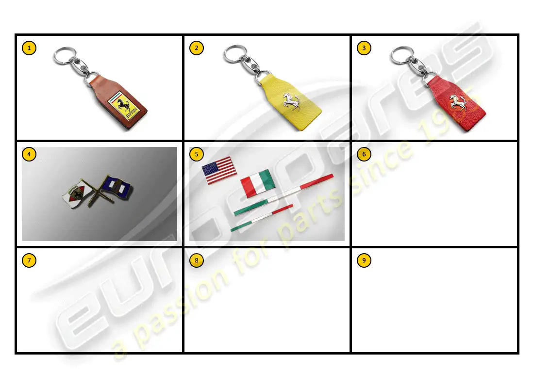 ferrari f430 spider (accessories) equipment - badges and keyrings parts diagram