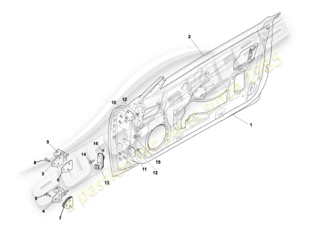 aston martin vanquish (2001) doors parts diagram