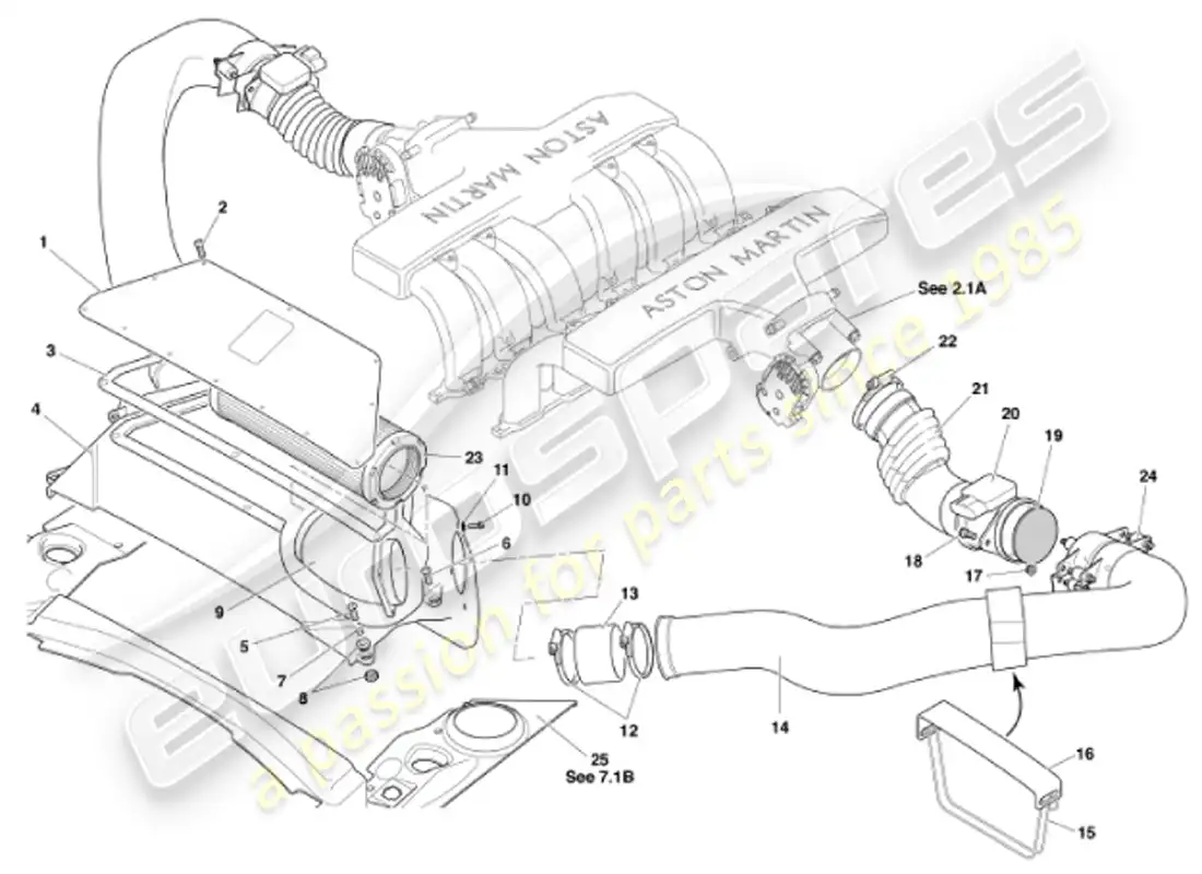 aston martin vanquish (2001) air filters & maf sensors parts diagram