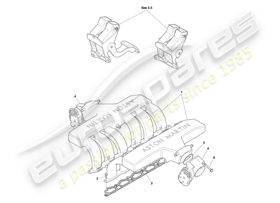 aston martin vanquish (2001) intake manifolds & throttles parts diagram