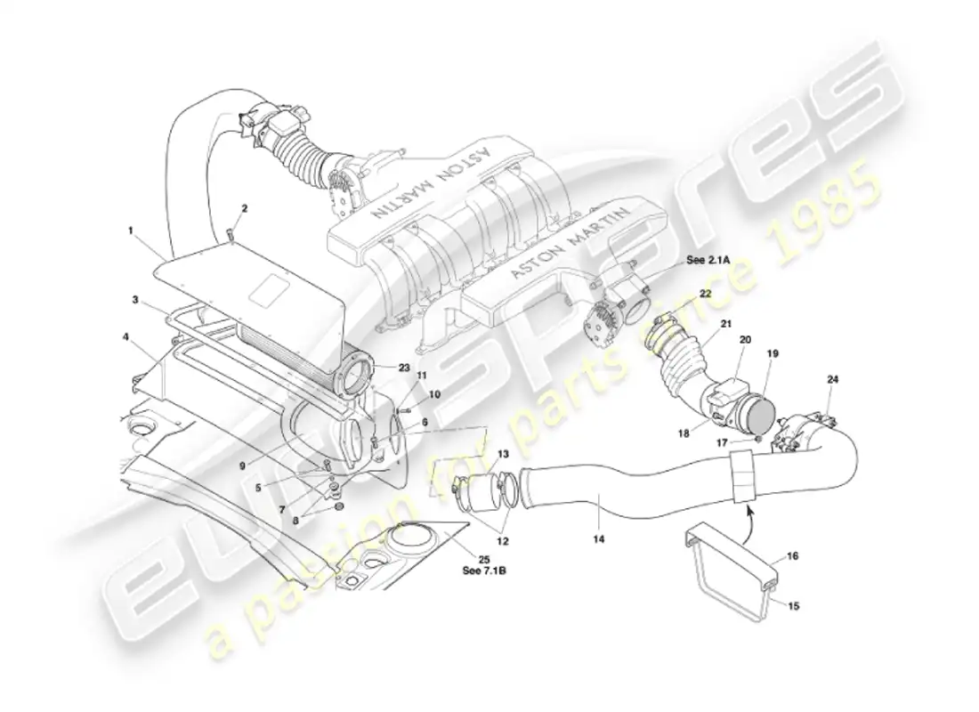 aston martin vanquish (2007) air filters & maf sensors parts diagram