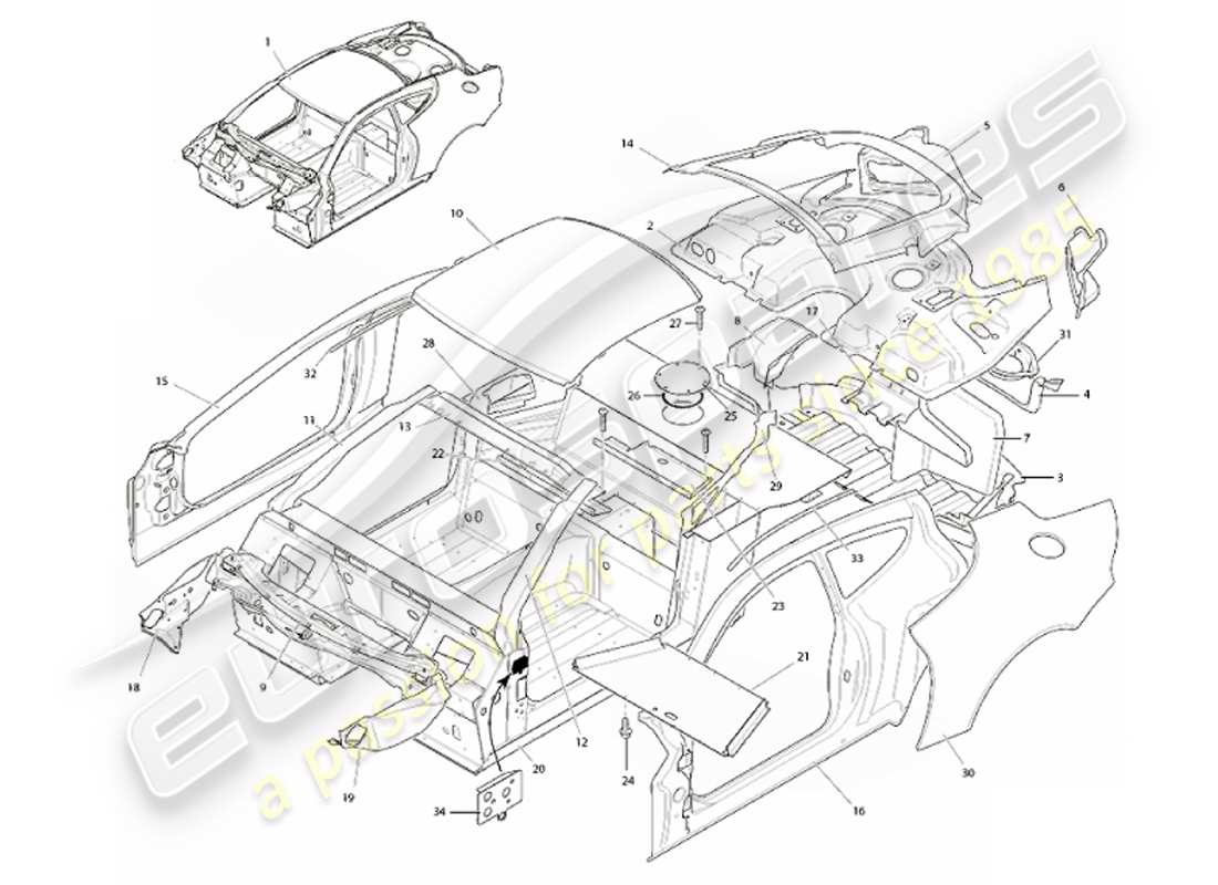 a part diagram from the aston martin vanquish parts catalogue