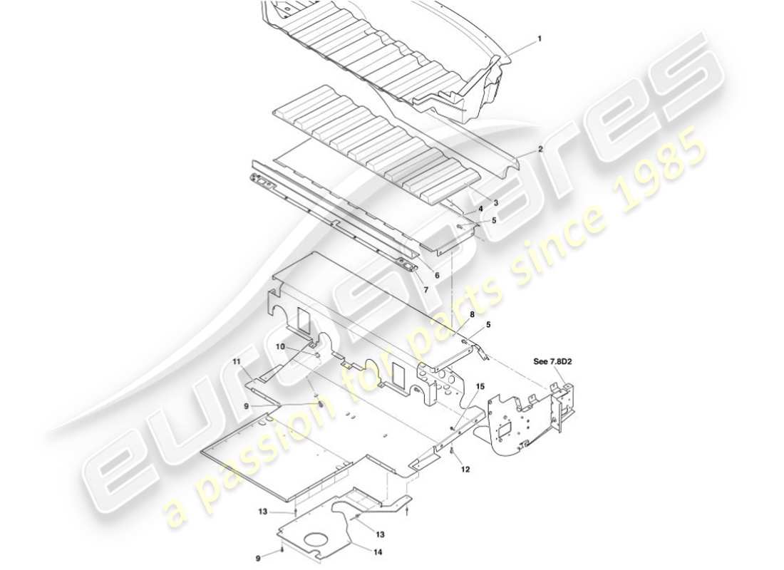 aston martin vanquish (2001) heat deflector & shields parts diagram