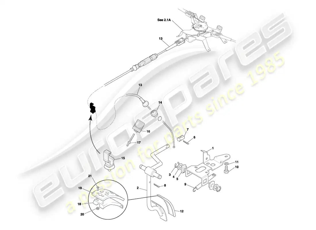 aston martin db7 vantage (1999) pedal gear, accelerator rhd part diagram
