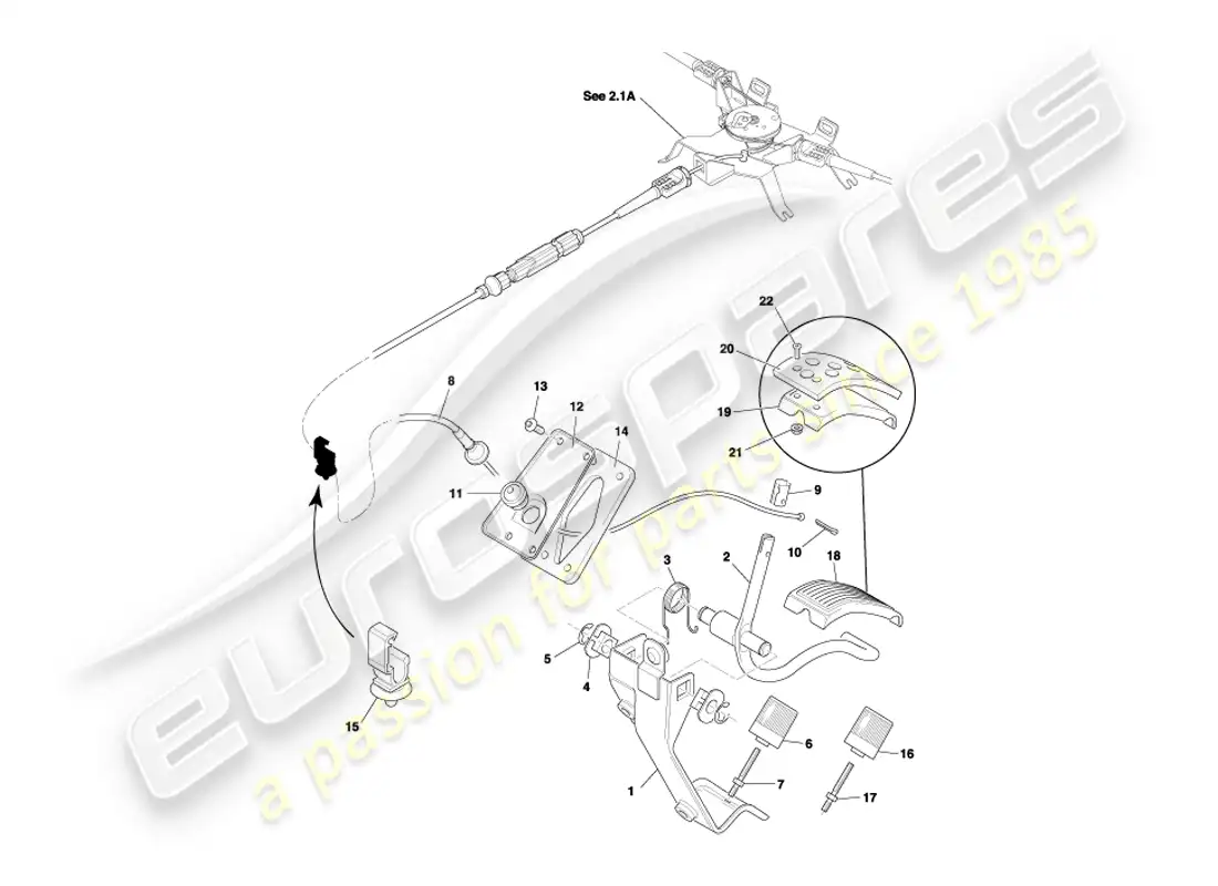 aston martin db7 vantage (1999) pedal gear, accelerator lhd part diagram