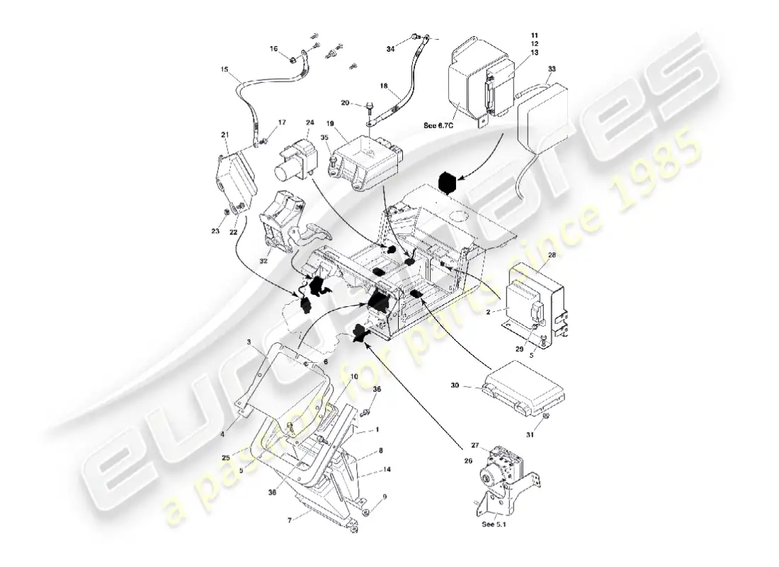 aston martin vanquish (2002) electronic control modules parts diagram