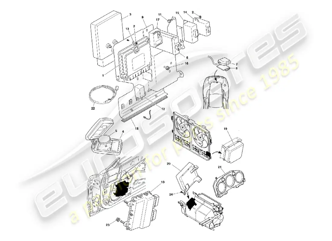 aston martin vanquish (2002) electronic control modules parts diagram