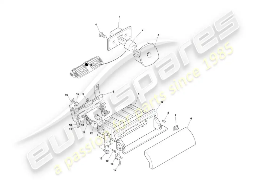 aston martin vanquish (2002) fascia & trim parts diagram