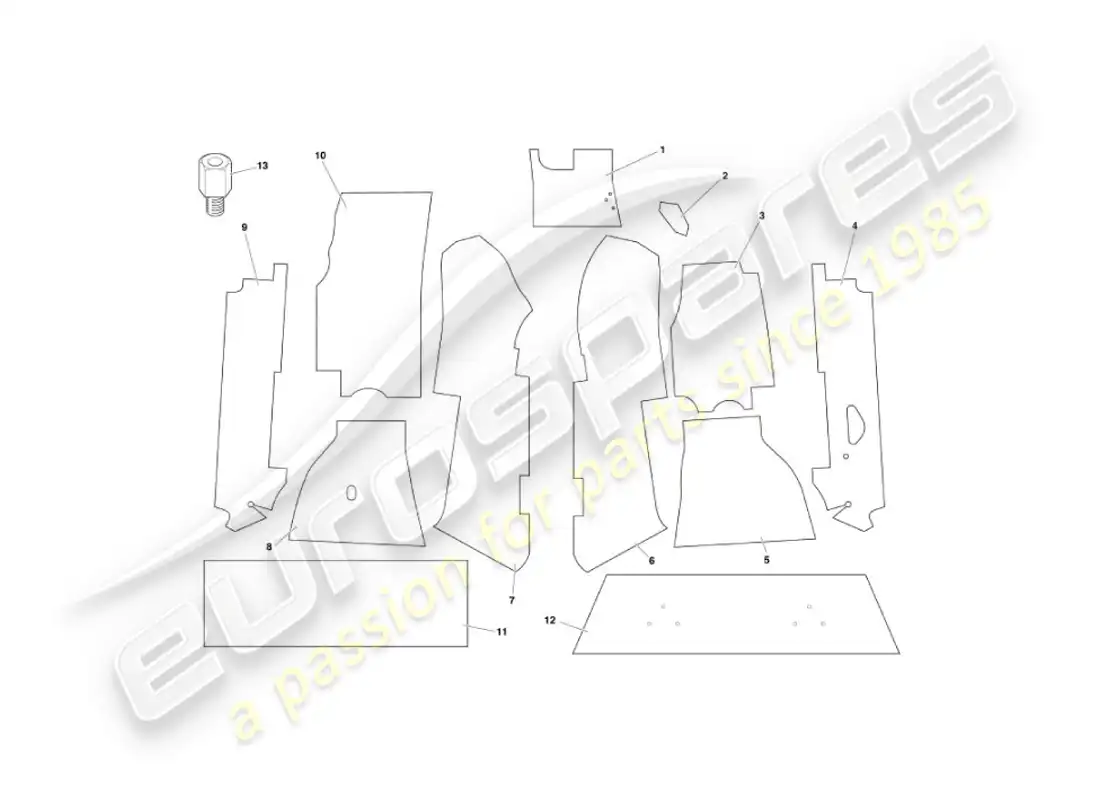aston martin vanquish (2004) carpets parts diagram