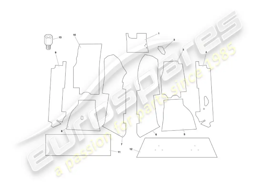 aston martin vanquish (2005) carpets parts diagram