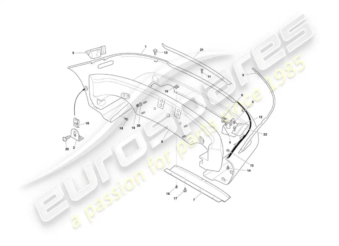 aston martin vanquish (2006) rear bumper parts diagram