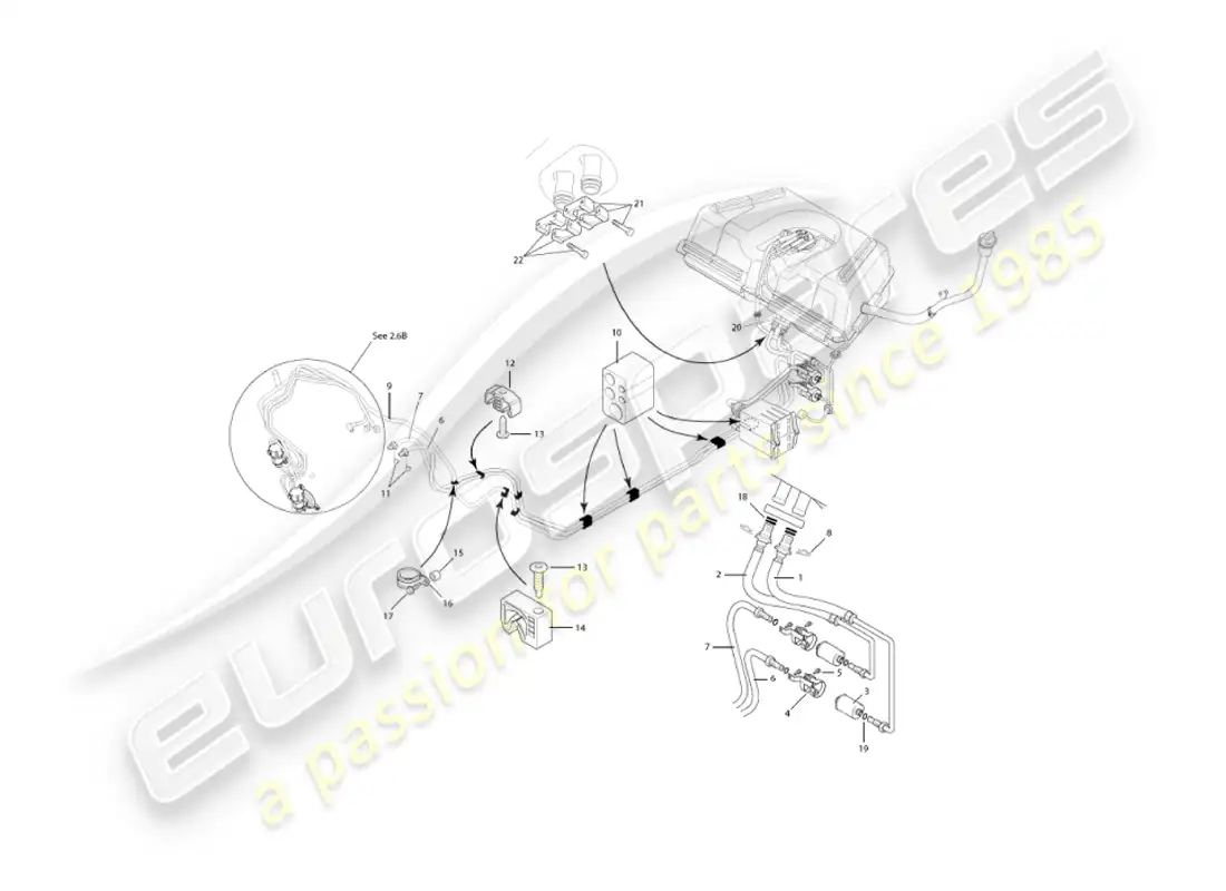 aston martin vanquish (2006) fuel pipe parts diagram