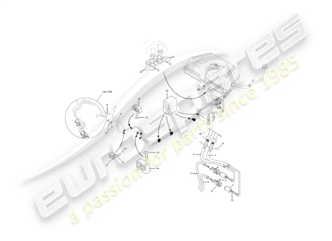 aston martin vanquish (2005) fuel pipes parts diagram