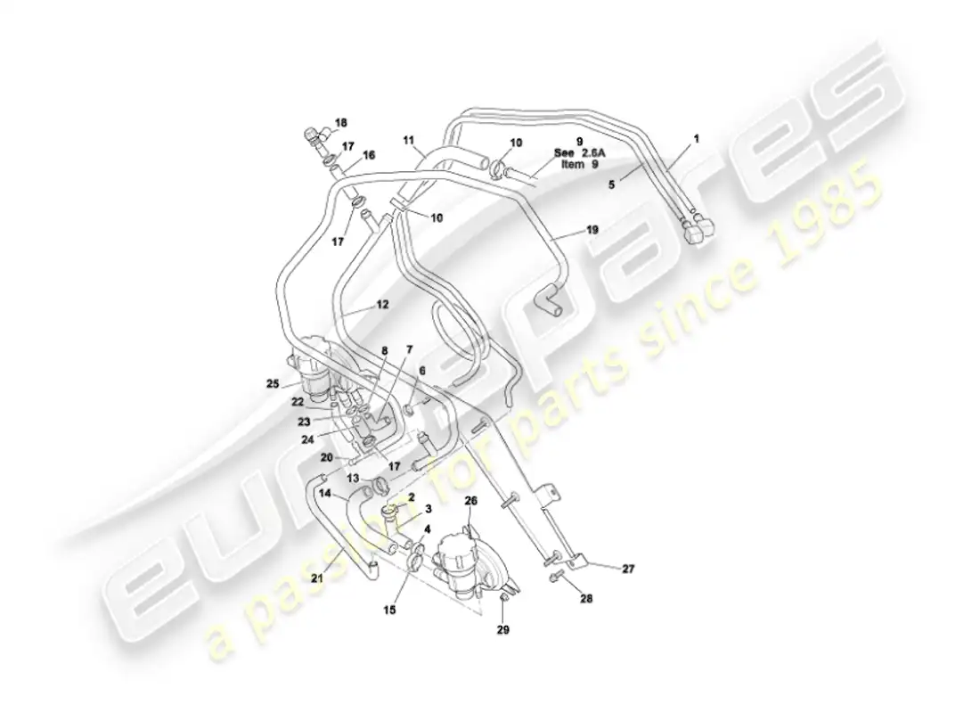 aston martin vanquish (2006) fuel pipes parts diagram