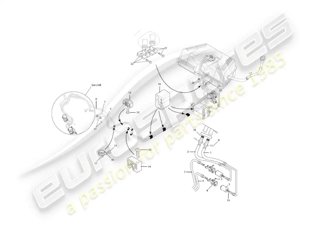 aston martin vanquish (2004) fuel pipes parts diagram