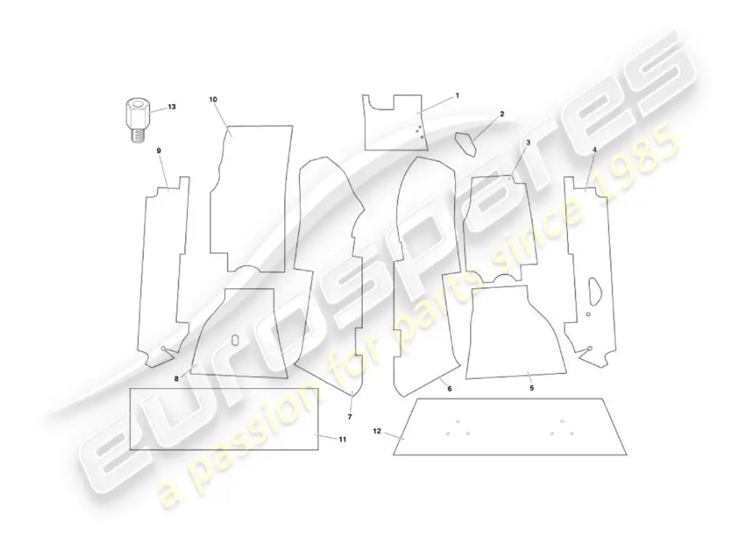 aston martin vanquish (2003) carpets parts diagram
