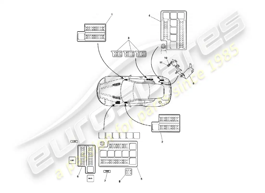 aston martin vanquish (2005) fuses parts diagram