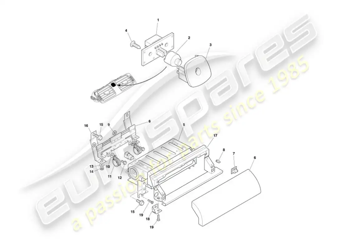 aston martin vanquish (2004) fascia & trim parts diagram