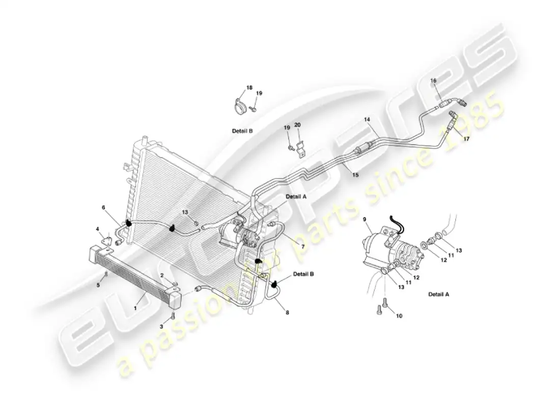 aston martin vanquish (2003) oil cooling transmission parts diagram