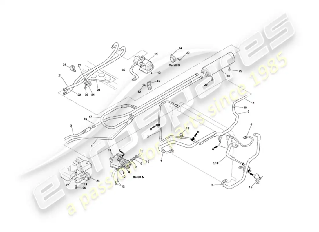 aston martin vanquish (2006) oil cooling axle parts diagram