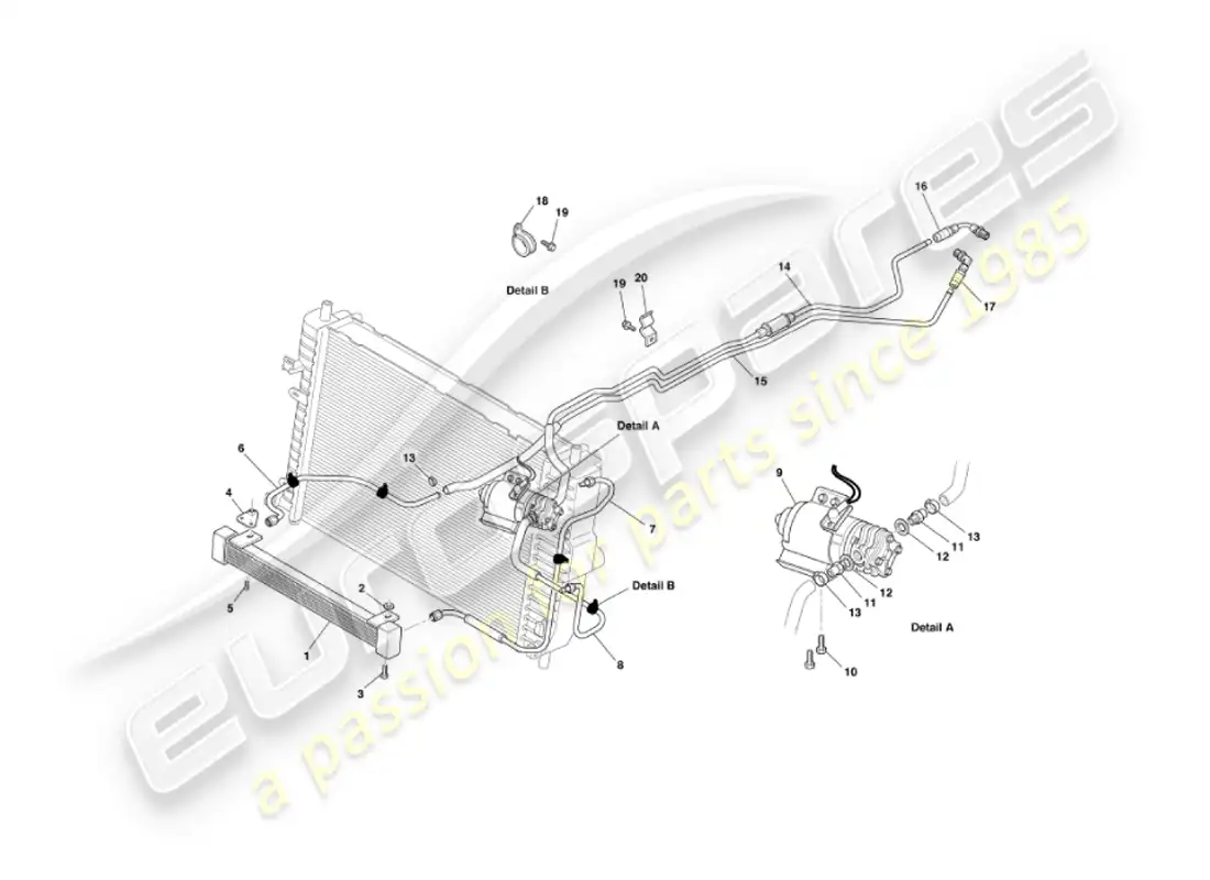 aston martin vanquish (2004) oil cooling transmission parts diagram