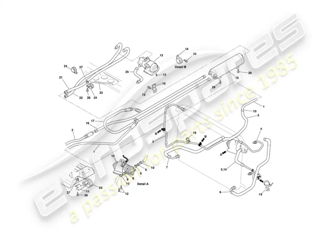 aston martin vanquish (2004) oil cooling axle parts diagram