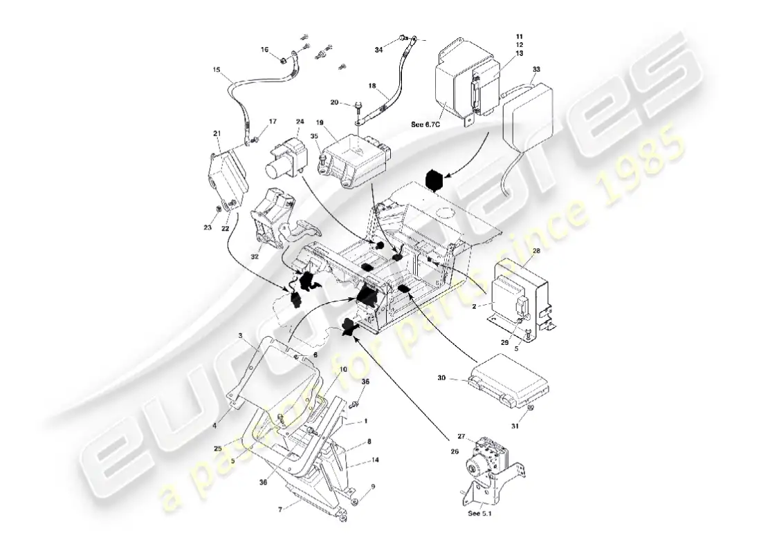 aston martin vanquish (2006) electronic control modules parts diagram