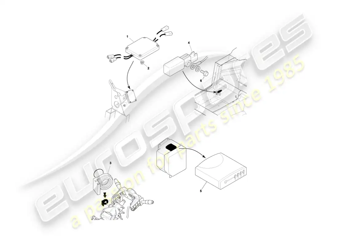 aston martin vanquish (2006) electronic control modules parts diagram