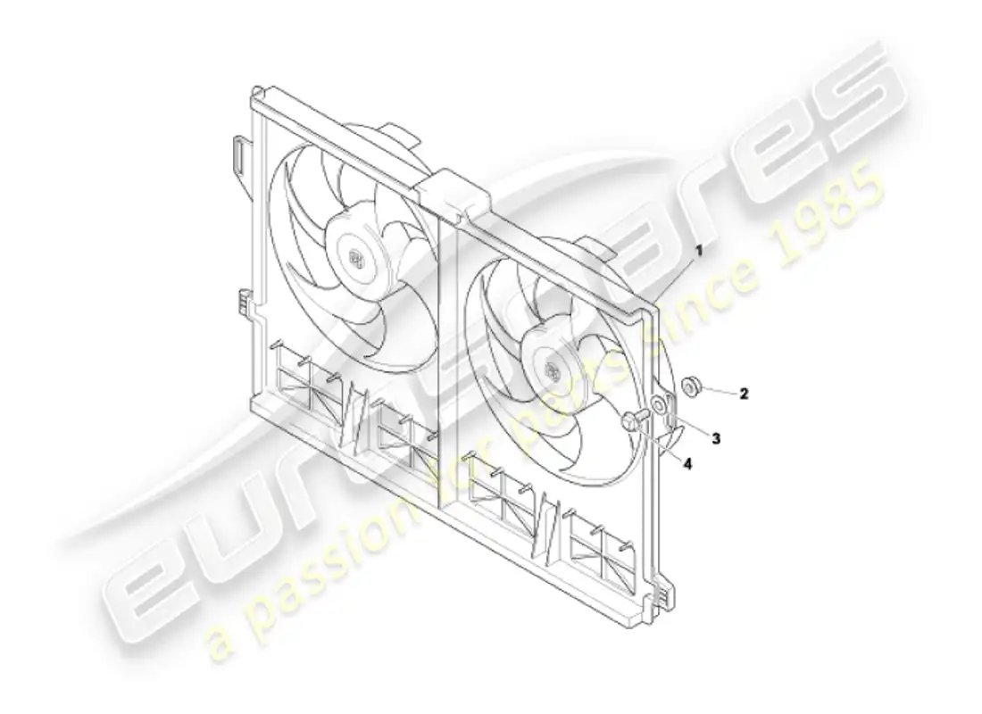 aston martin vanquish (2007) cooling fan cowling parts diagram