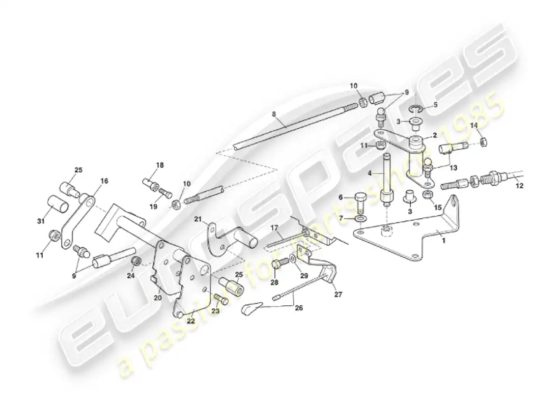 aston martin v8 virage (1999) throttle linkage & controls, volante, vin 69225 on parts diagram