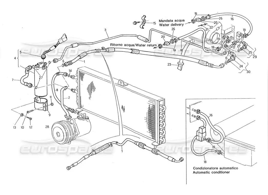 maserati 228 air conditioning system (rh steering) parts diagram