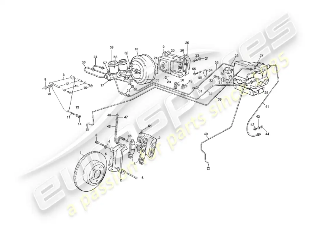 aston martin v8 virage (1999) front brakes, volante only parts diagram