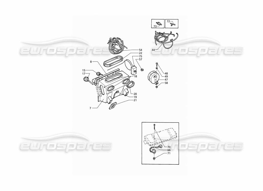 maserati qtp v8 (1998) automatic air conditioner assy (rhd) parts diagram