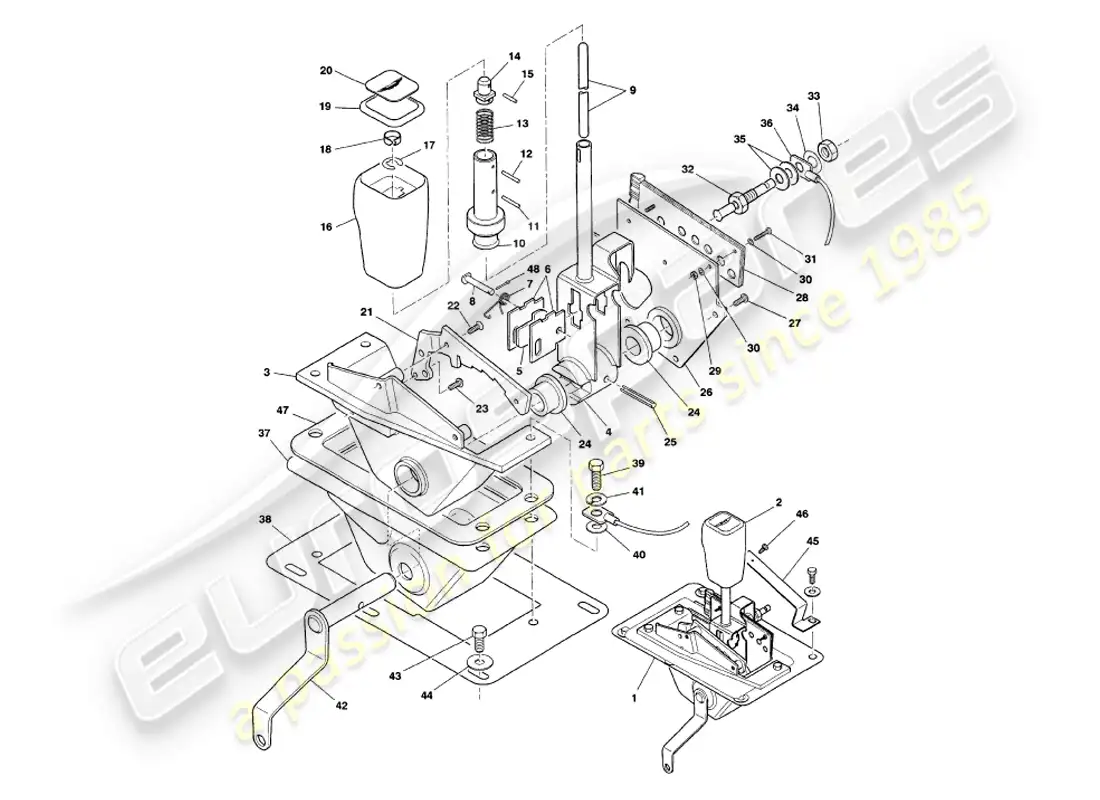 aston martin v8 volante (2000) gear selector parts diagram