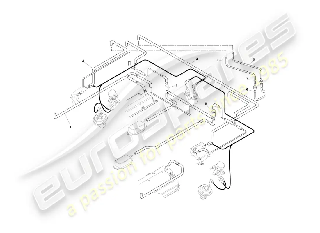 aston martin db7 vantage (1999) vacuum system, engine part diagram