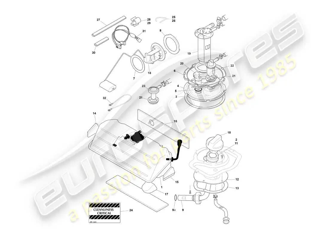 aston martin db7 vantage (1999) fuel tank,coupe part diagram