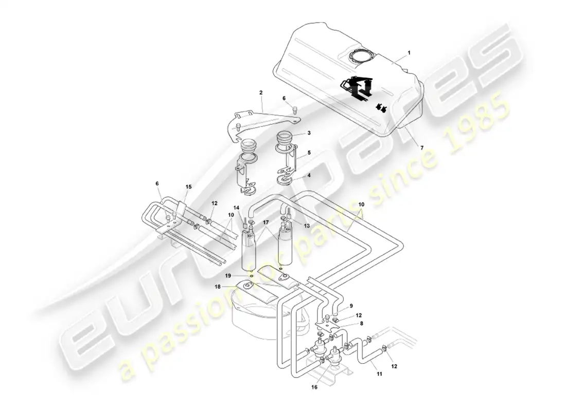 aston martin db7 vantage (1999) swirl pot, coupe part diagram