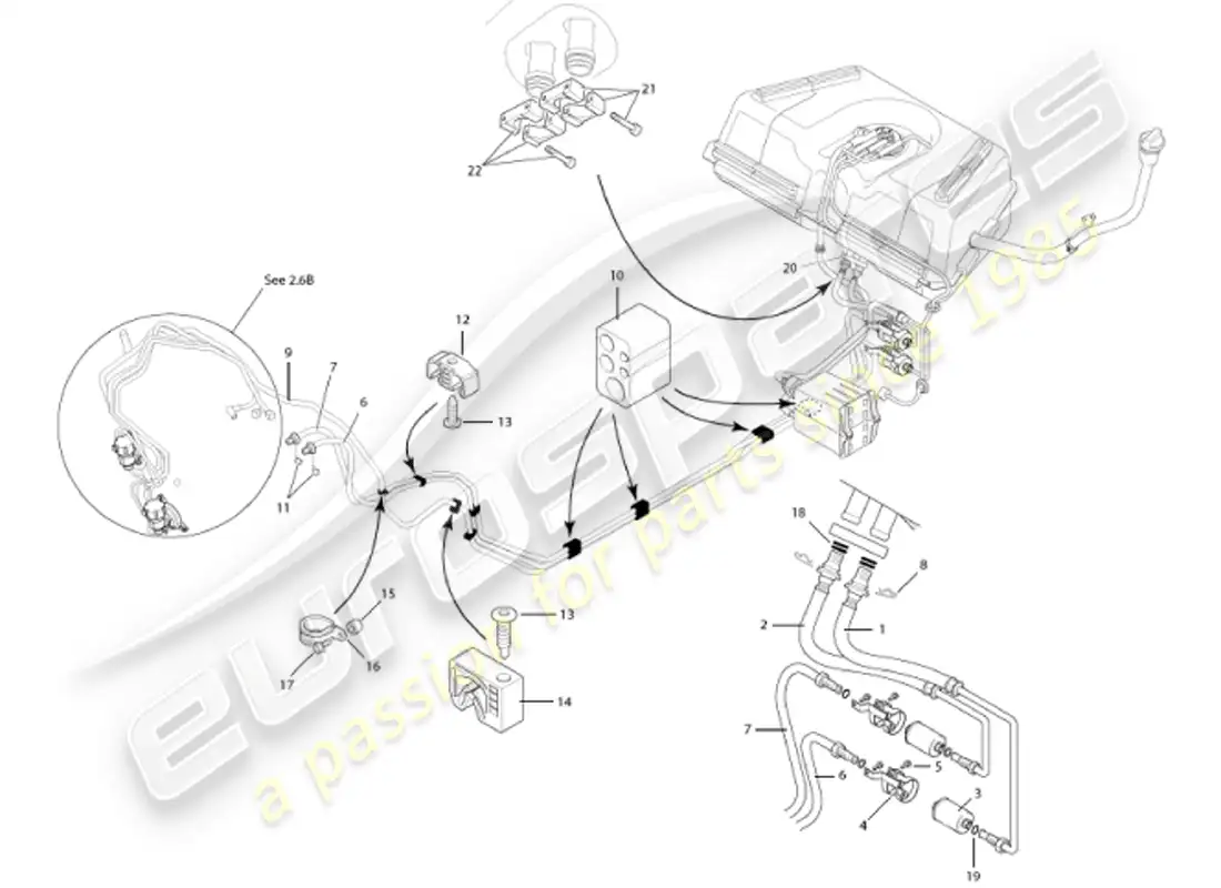 aston martin vanquish (2001) fuel pipes parts diagram