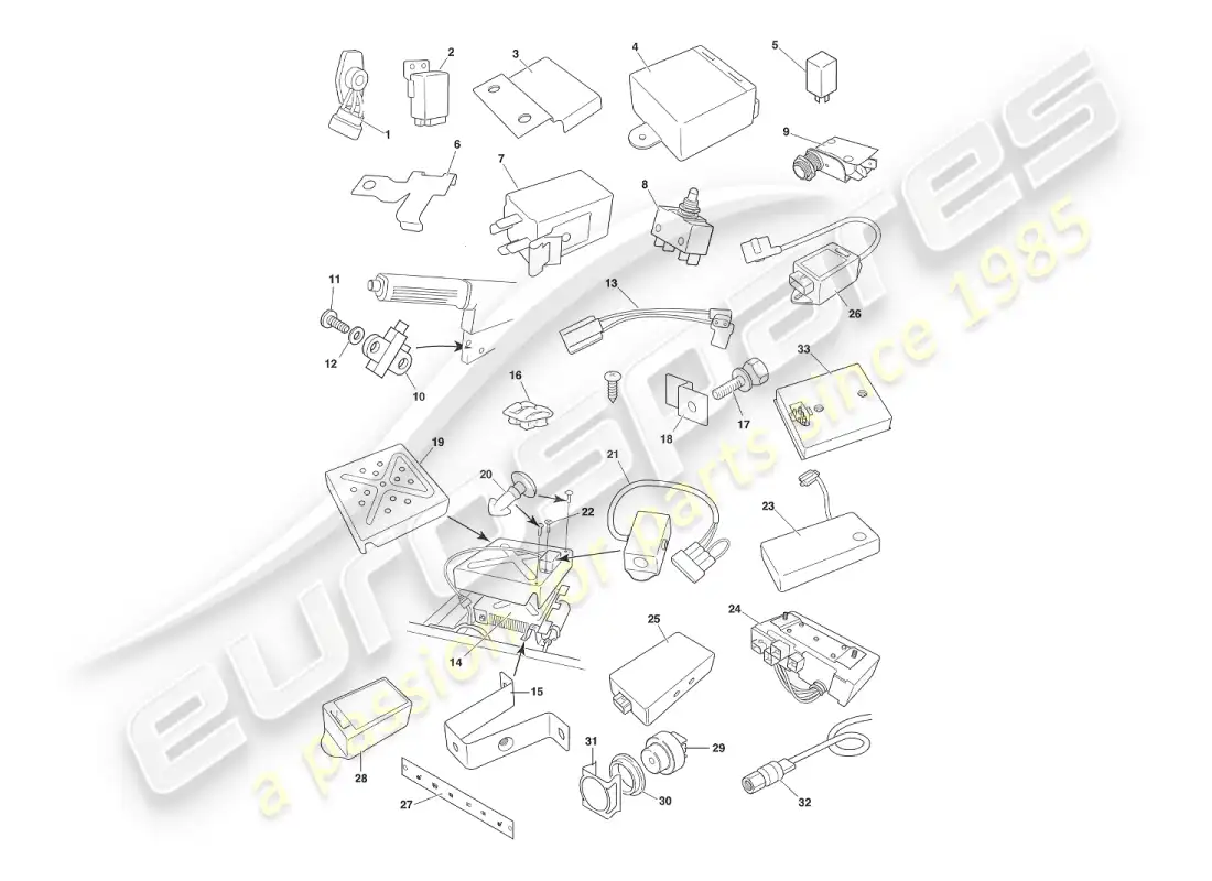 aston martin v8 virage (1999) components & wiring parts diagram
