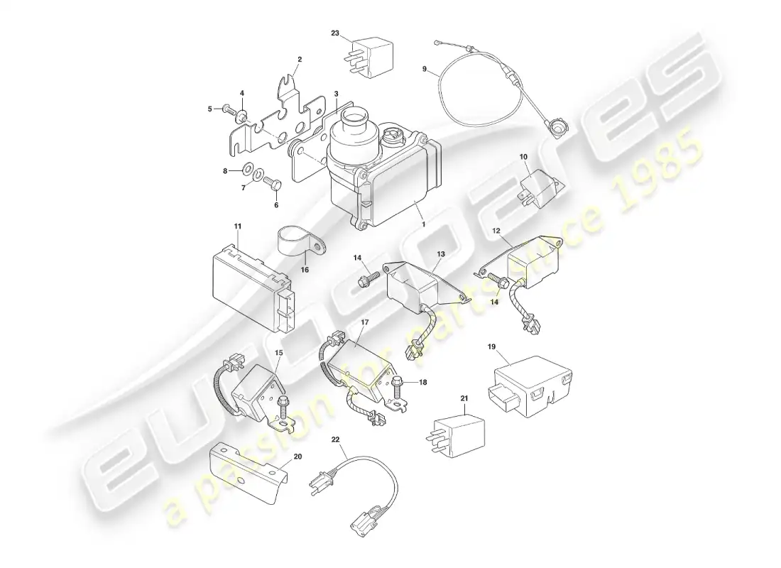 aston martin v8 virage (1999) components & wiring parts diagram